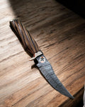 Hand - Forged Damascus Steel Hunting Knife –Twisted Wood Handle,Full Tang,Razor Sharp Blade with Custom Guard - PhishStones Products