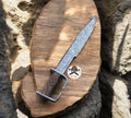Hand - Forged Spartan Damascus Steel Sword - Premium Full - Tang Blade with Intricate Patterns and Wooden Handle - PhishStones Products