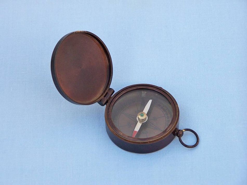 Bronzed Lewis And Clark Pocket Compass 3""