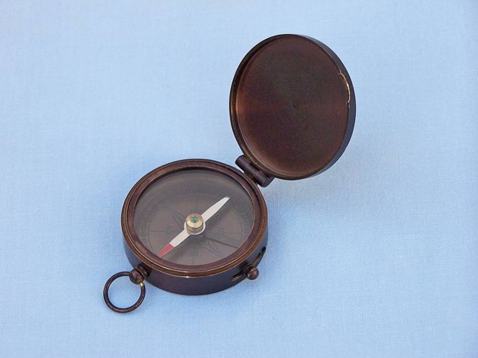 Bronzed Lewis And Clark Pocket Compass 3""