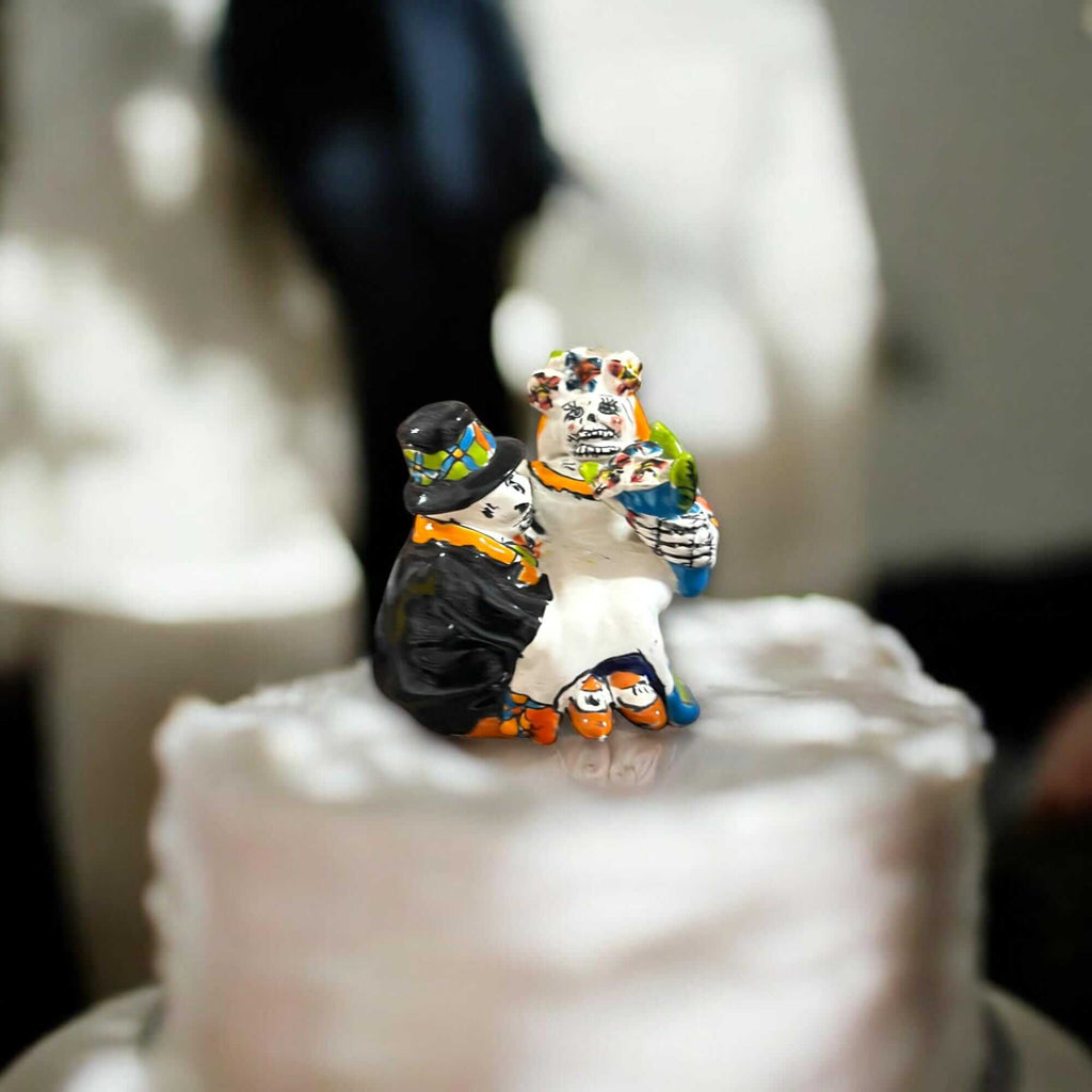 Hand-Painted Talavera Wedding Cake Topper | Mexican Bridal Decor