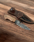 Handcrafted Bobcat Knife – 9.25’’ Damascus Steel Blade & Burlwood Handle | Unique Hunting, Outdoor, and Collector’s Knife - PhishStones Products