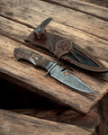 Handcrafted Bobcat Knife – 9.25’’ Damascus Steel Blade & Rosewood Handle | Unique Hunting, Outdoor, and Collector’s Knife - PhishStones Products