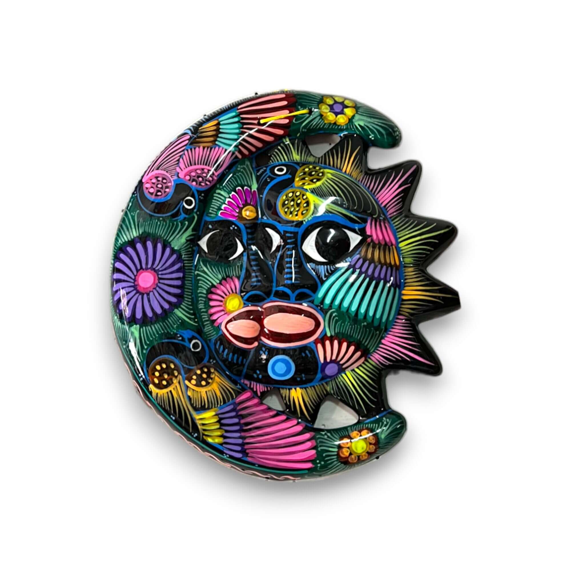 Handmade Guerrero Sun and Moon Eclipse Art | Mexican Pottery
