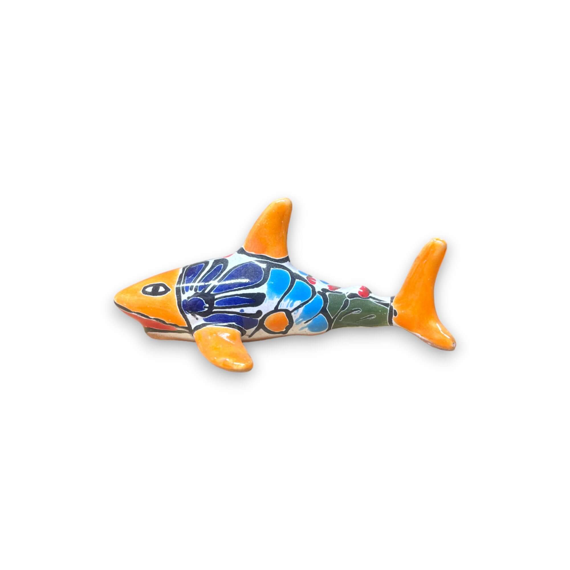 Vibrant Talavera Shark Figurine | Handmade Mexican Decor