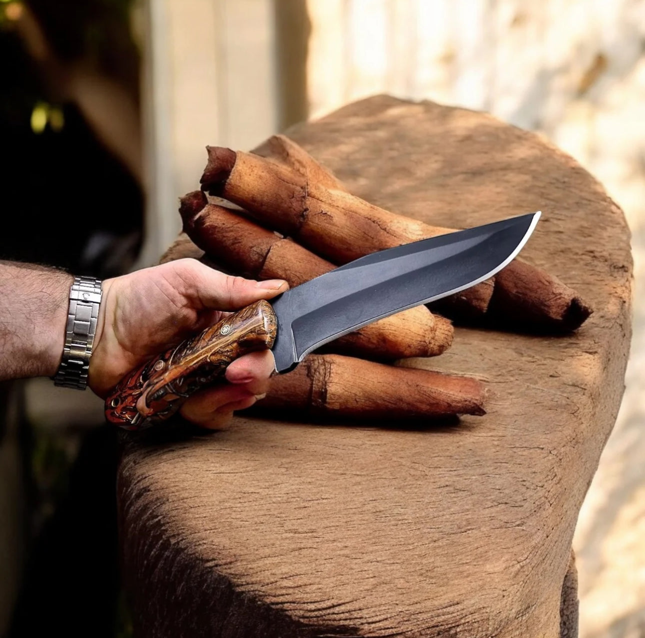 Handmade 10" Custom PINE CONE Hunting Camping Knife - PhishStones Products