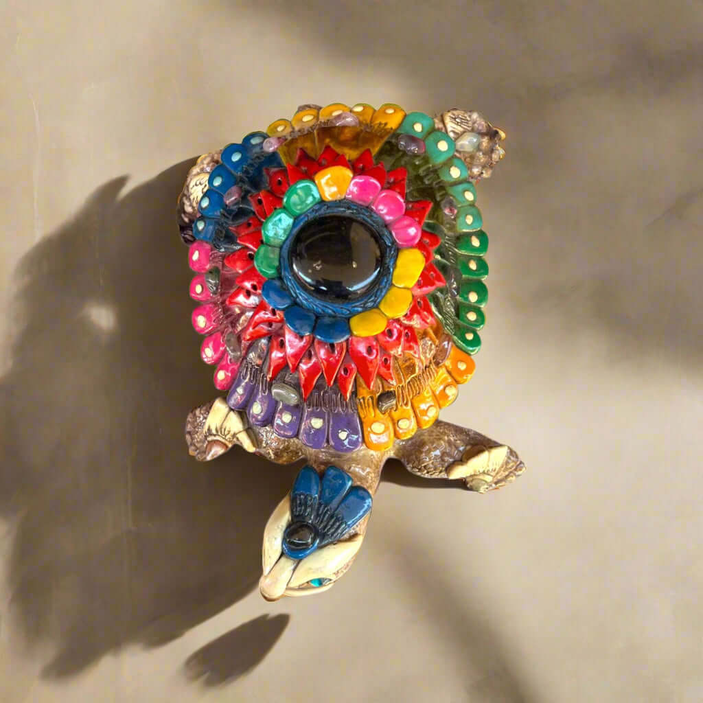 Artisan Crafted Aztec Turtle Statue | Handmade Cultural Decor Accent