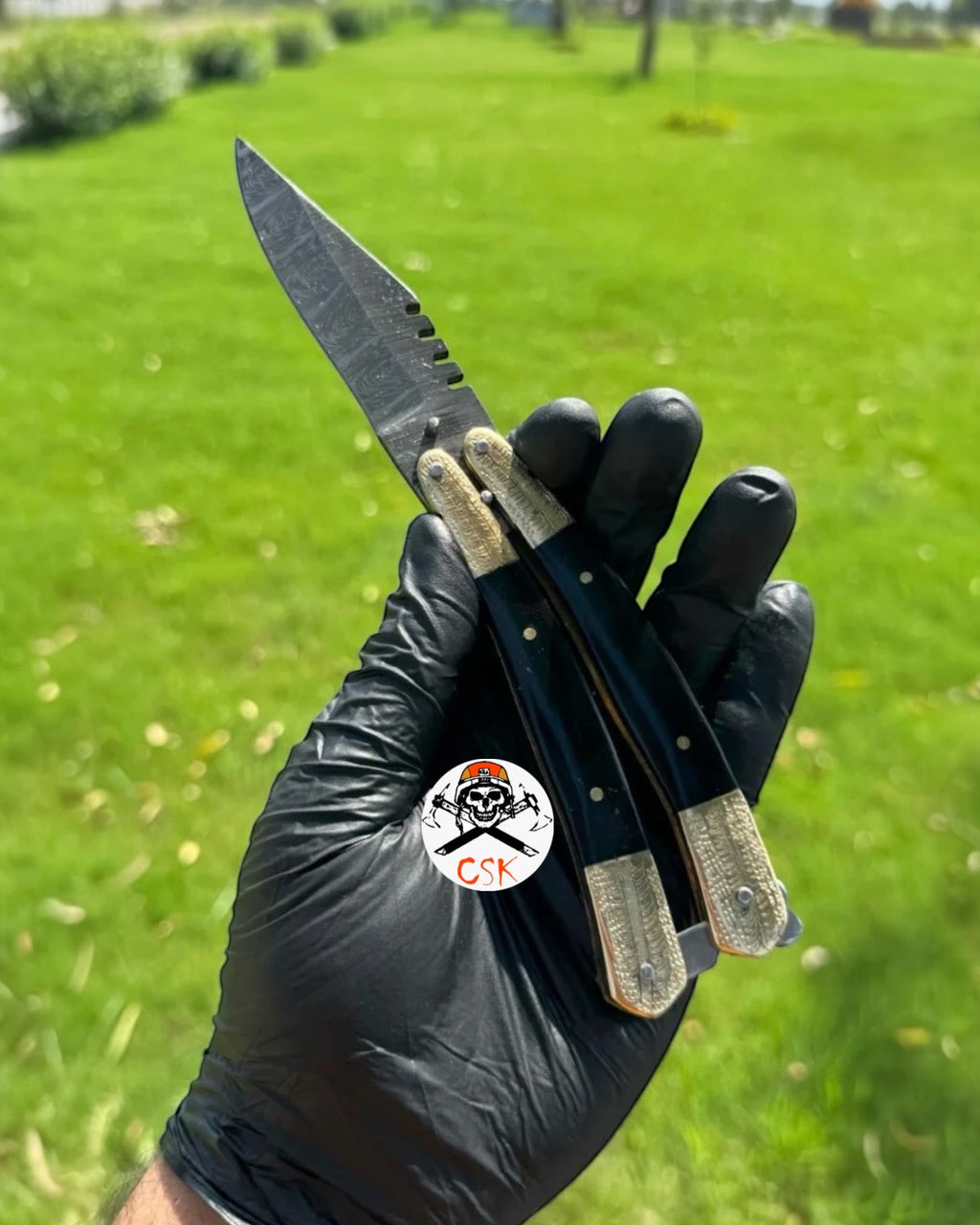 Handmade Damascus Steel Folding Pocket Knife | Brass Bolster & Resin Handle | EDC & Collectible Gift Knife - PhishStones Products