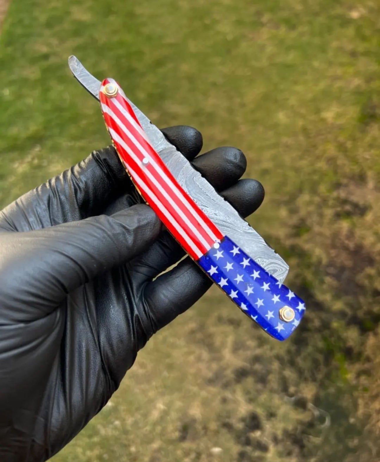 Handmade Damascus Steel Razor With Leather Sheath - PhishStones Products