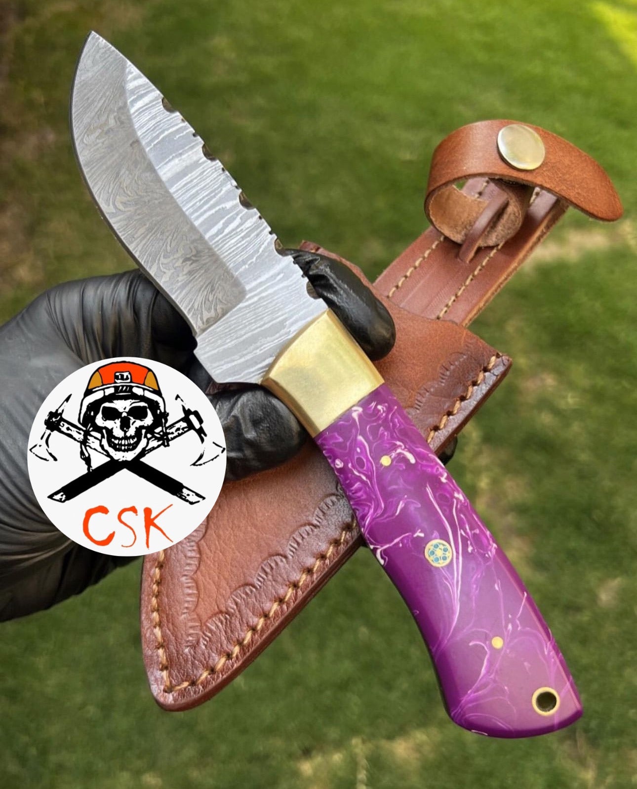 Handmade Damascus Steet Hunting Knife - PhishStones Products
