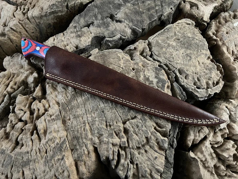 Handmade Flexible Fishing Fillet knife, Hunting, Kitchen, Chef, Camping, Outdoor Knife With Leather Sheath. Personalized Gift - PhishStones Products