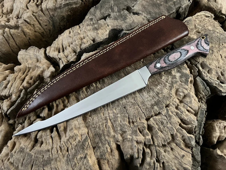 Handmade Flexible Fishing Fillet knife, Hunting, Kitchen, Chef, Camping, Outdoor Knife With Leather Sheath. Personalized Gift - PhishStones Products