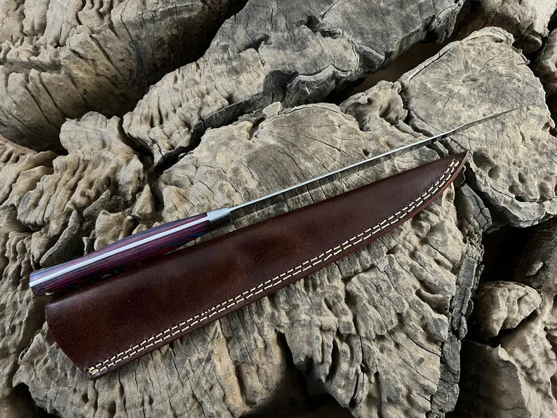 Handmade Flexible Fishing Fillet knife, Hunting, Kitchen, Chef, Camping, Outdoor Knife With Leather Sheath. Personalized Gift - PhishStones Products
