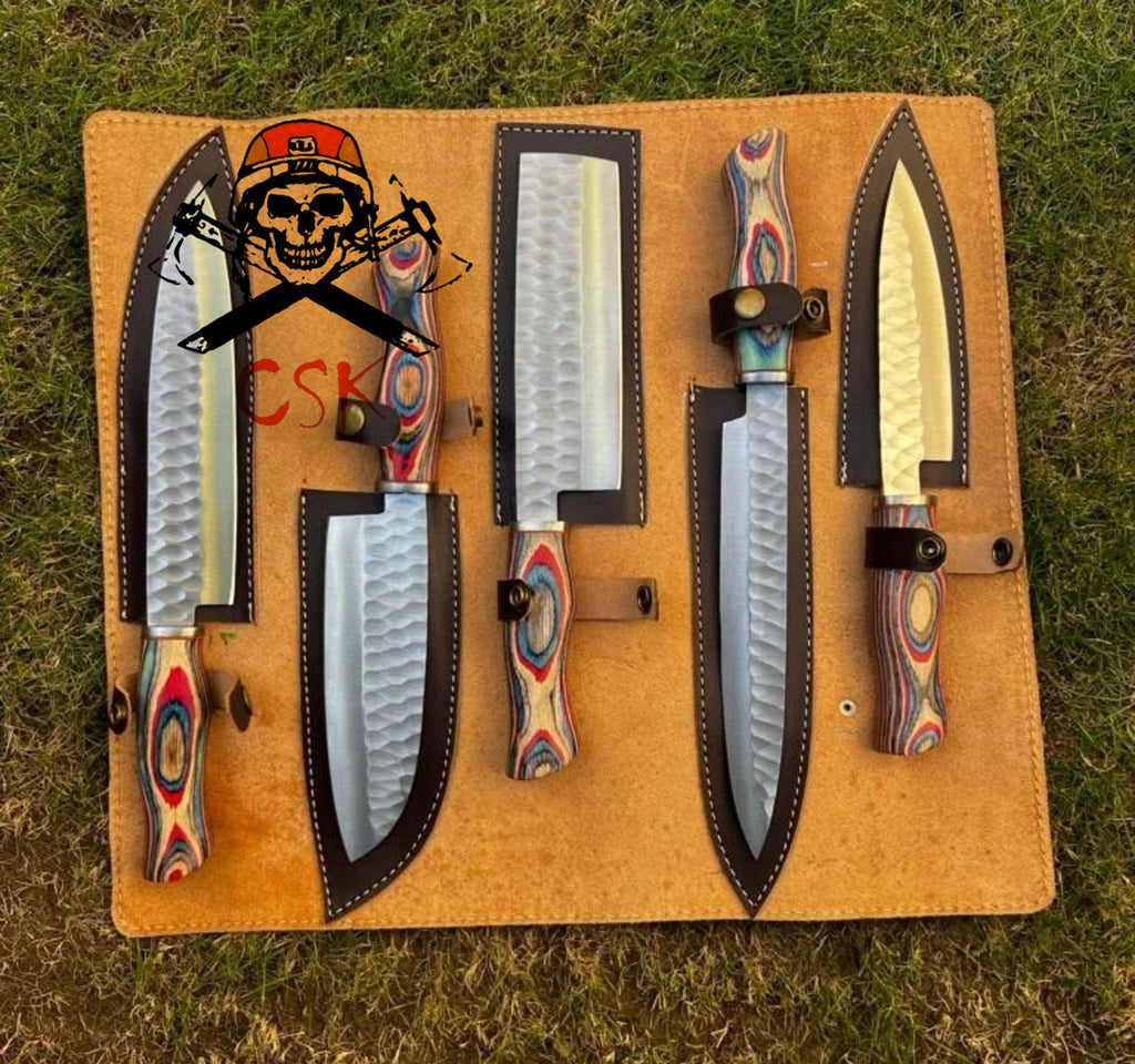 Handmade J2 steel (5pcs) kitchen chef knives set - PhishStones Products