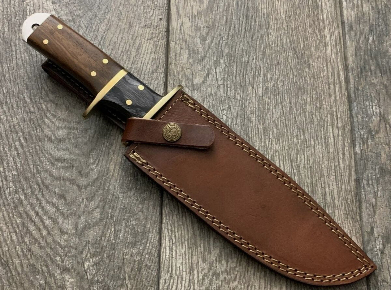 Handmade Knife with Brass Guard and Rose Wood Handle - PhishStones Products