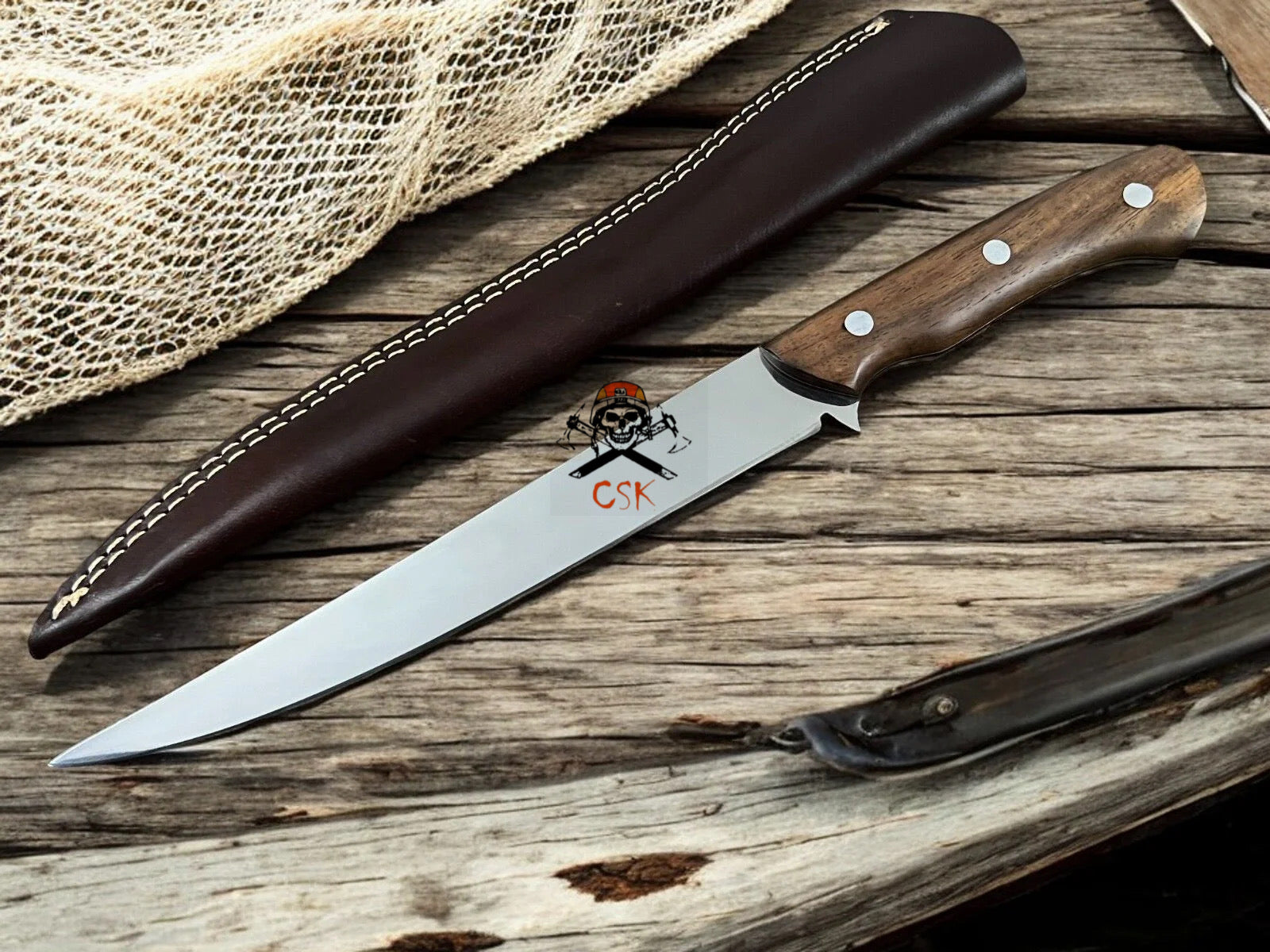 Handmade Personalized Fillet Knife with Rosewood Handle - PhishStones Products