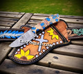 Handmade Ranch Knife with Turquoise Epoxy Ash Wood Handle - PhishStones Products