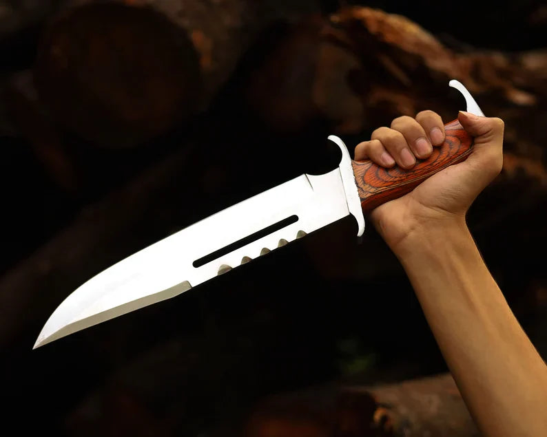 Handmade Stainless Steel blade Rambo Knife With Pakka Wood handle, Steel Guard & Pommel - PhishStones Products