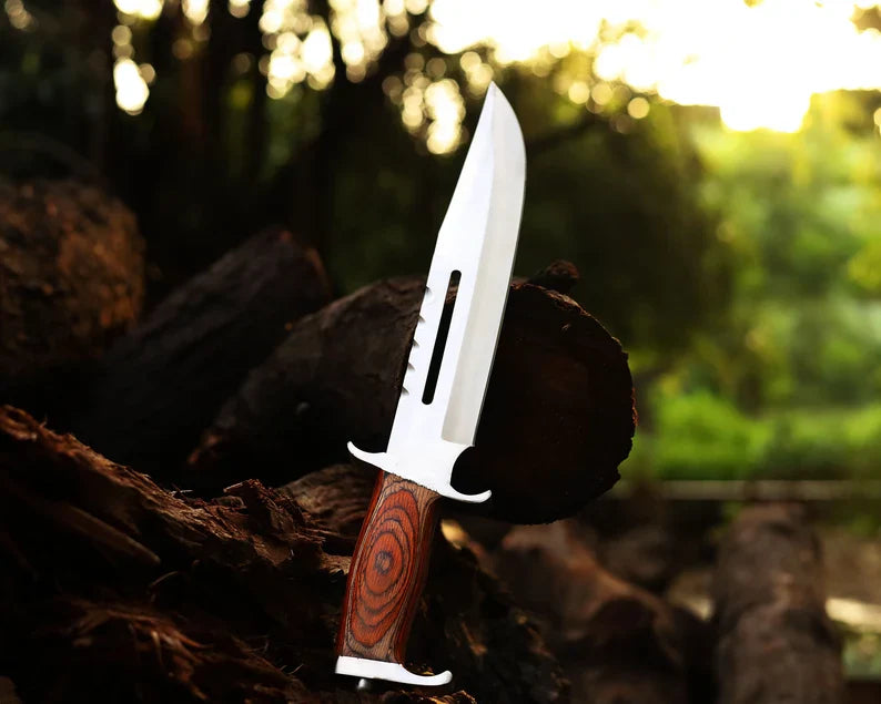 Handmade Stainless Steel blade Rambo Knife With Pakka Wood handle, Steel Guard & Pommel - PhishStones Products
