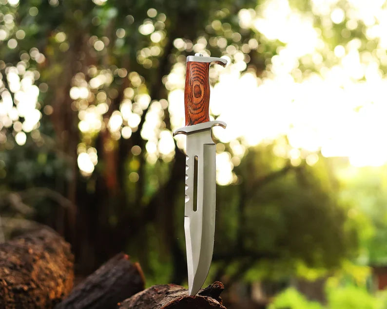 Handmade Stainless Steel blade Rambo Knife With Pakka Wood handle, Steel Guard & Pommel - PhishStones Products