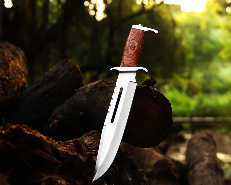 Handmade Stainless Steel blade Rambo Knife With Pakka Wood handle, Steel Guard & Pommel - PhishStones Products