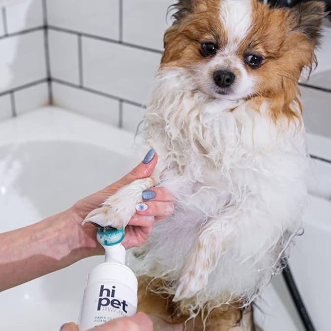 Hi Pet Dog Paw Cleaner Foam with Built - in Paw Scrubber Brush, Paw Cleaner for Dogs and Cats, Cat and Dog Paw Moisturizer, Effortless and Easy - to - Use Bottle Design Dog Feet Cleaner (Pack of 3) - PhishStones Products