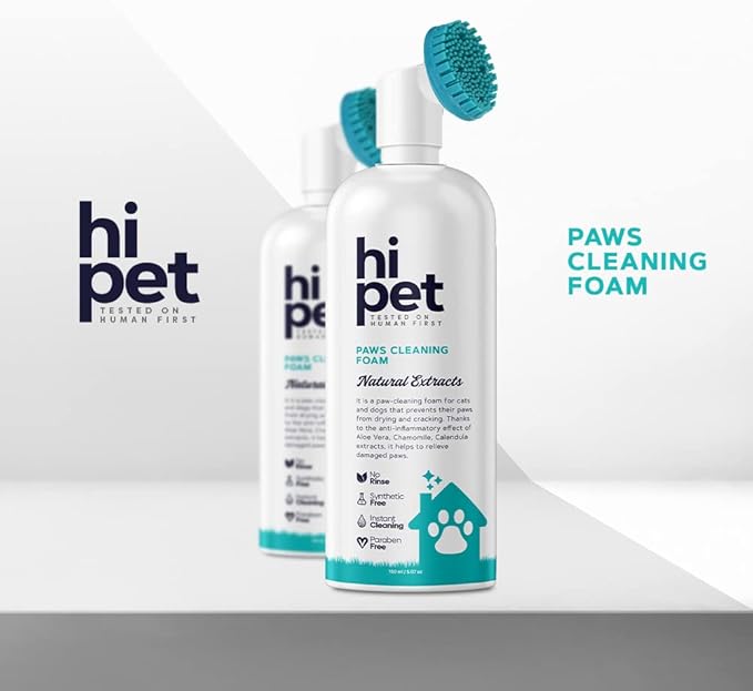 Hi Pet Dog Paw Cleaner Foam with Built - in Paw Scrubber Brush, Paw Cleaner for Dogs and Cats, Cat and Dog Paw Moisturizer, Effortless and Easy - to - Use Bottle Design Dog Feet Cleaner (Pack of 3) - PhishStones Products