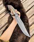High Carbon Steel Hunting Knife With Antler Handle - PhishStones Products