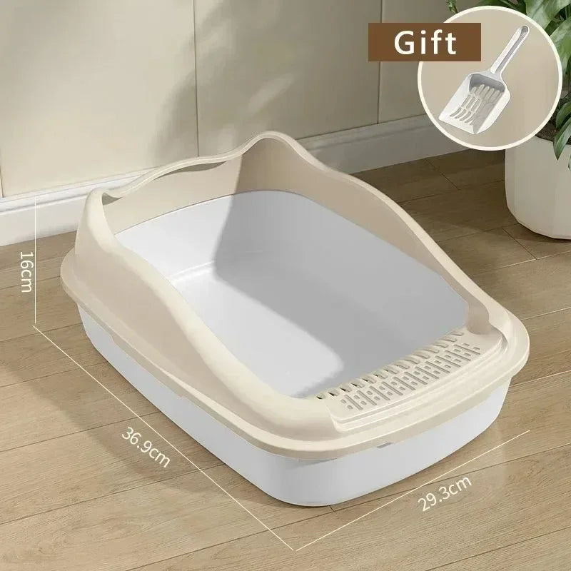 High - Sided Cat Litter Box — Anti - Splash Kitty Sandbox with Side Entry (14.5 x 11.5 x 6.3 in / 36.9 x 29.3 x 16 cm) - PhishStones Products