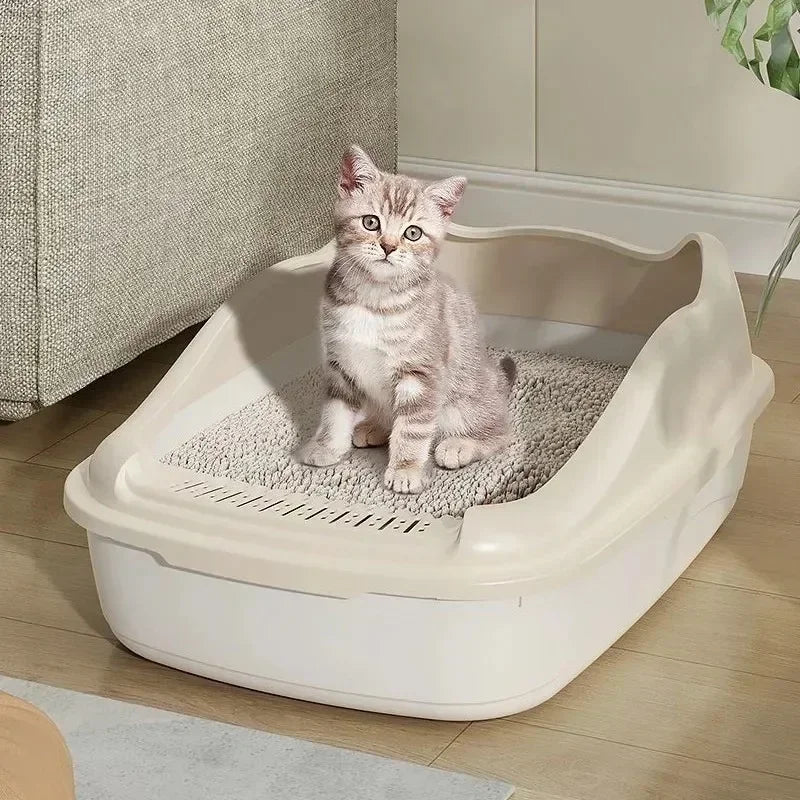 High - Sided Cat Litter Box — Anti - Splash Kitty Sandbox with Side Entry (14.5 x 11.5 x 6.3 in / 36.9 x 29.3 x 16 cm) - PhishStones Products
