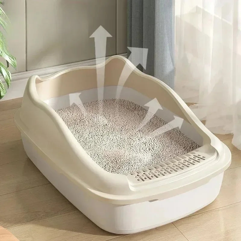 High - Sided Cat Litter Box — Anti - Splash Kitty Sandbox with Side Entry (14.5 x 11.5 x 6.3 in / 36.9 x 29.3 x 16 cm) - PhishStones Products