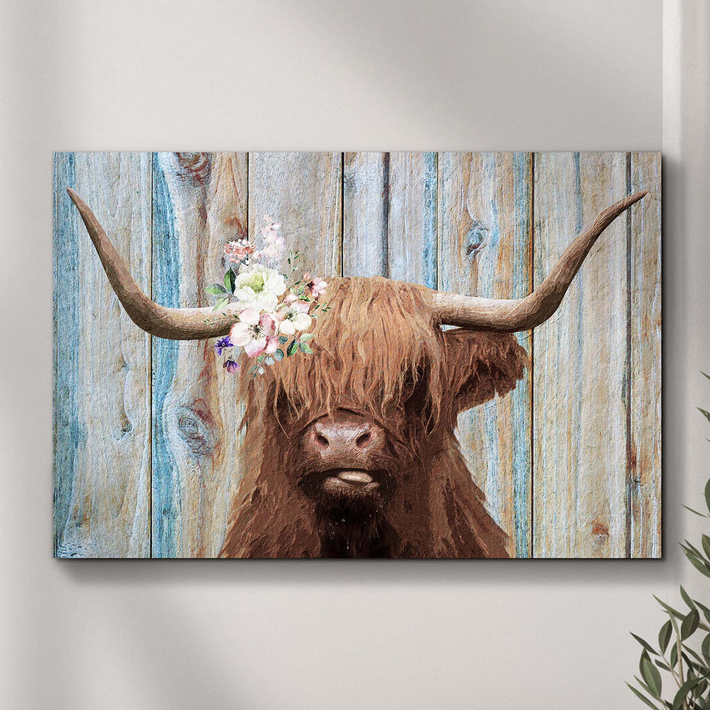 Highland Cow Rustic Painting Canvas Wall Art - PhishStones Products