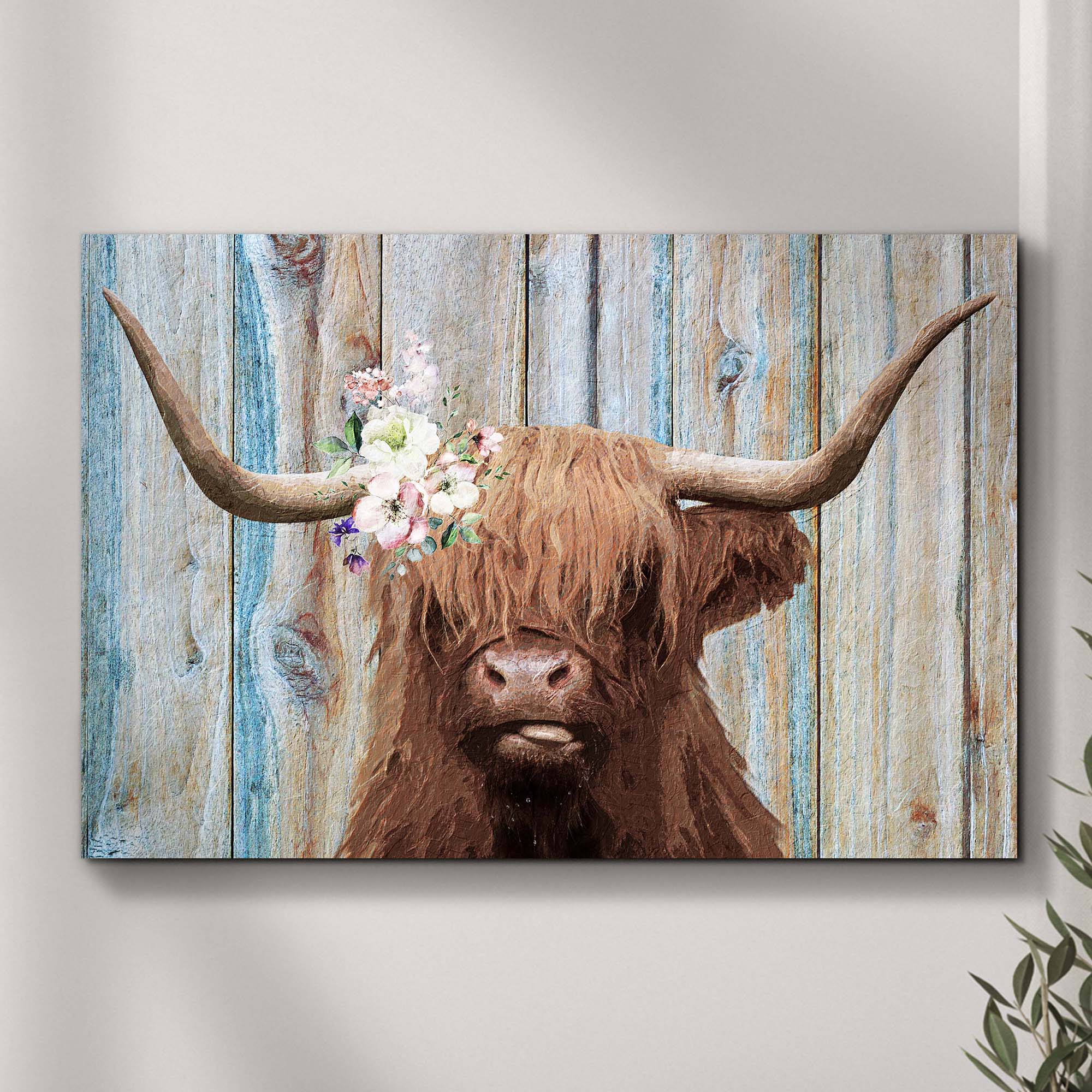 Highland Cow Rustic Painting Canvas Wall Art - PhishStones Products