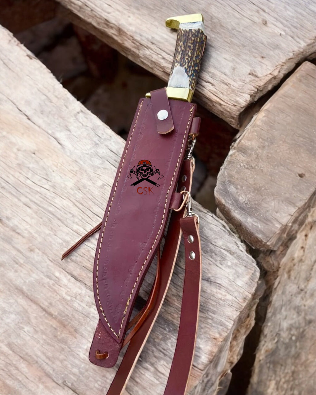 Highlander Antler Handle Knife Custom Handmade D2 Steel Blade - PhishStones Products