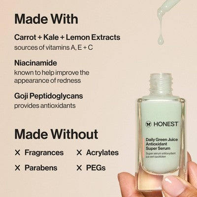 Honest Beauty Daily Green Juice Antioxidant Super Serum 1 fl oz - New - PhishStones Products