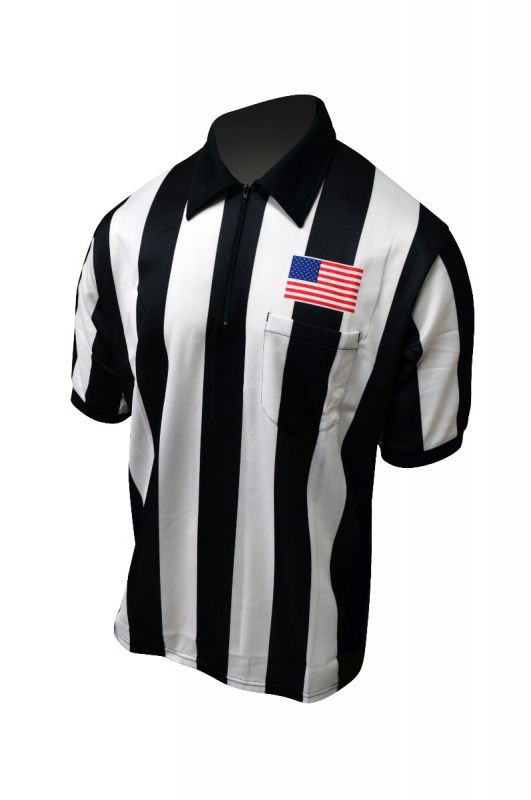 Honig's 2.25" Striped Short Sleeve Football/Lacrosse Shirt With Sublimated American Flag On Left Chest - PhishStones Products