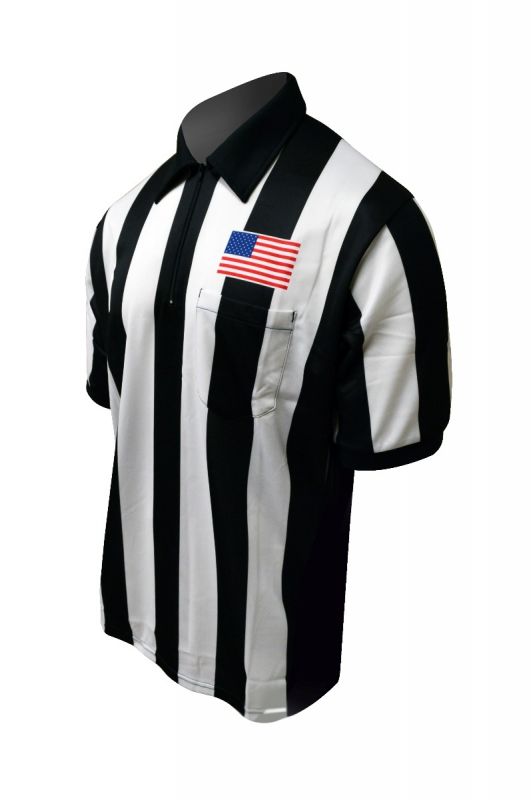Honig's 2.25" Striped Short Sleeve Football/Lacrosse Shirt With Sublimated American Flag On Left Chest - PhishStones Products