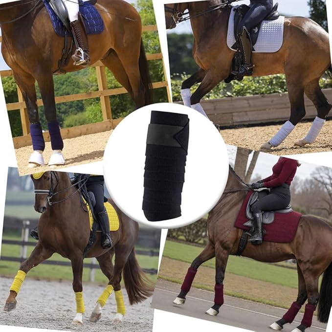 Horse Polo Leg Wraps Soft Fleece Wraps Equestrian Leg Bandage 4 - Pack (Full(10ft), Navy) - PhishStones Products