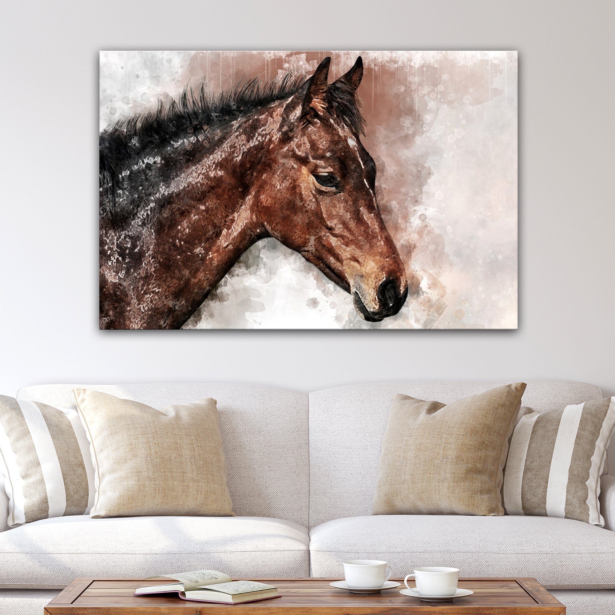 Horse Watercolor Canvas Wall Art - PhishStones Products