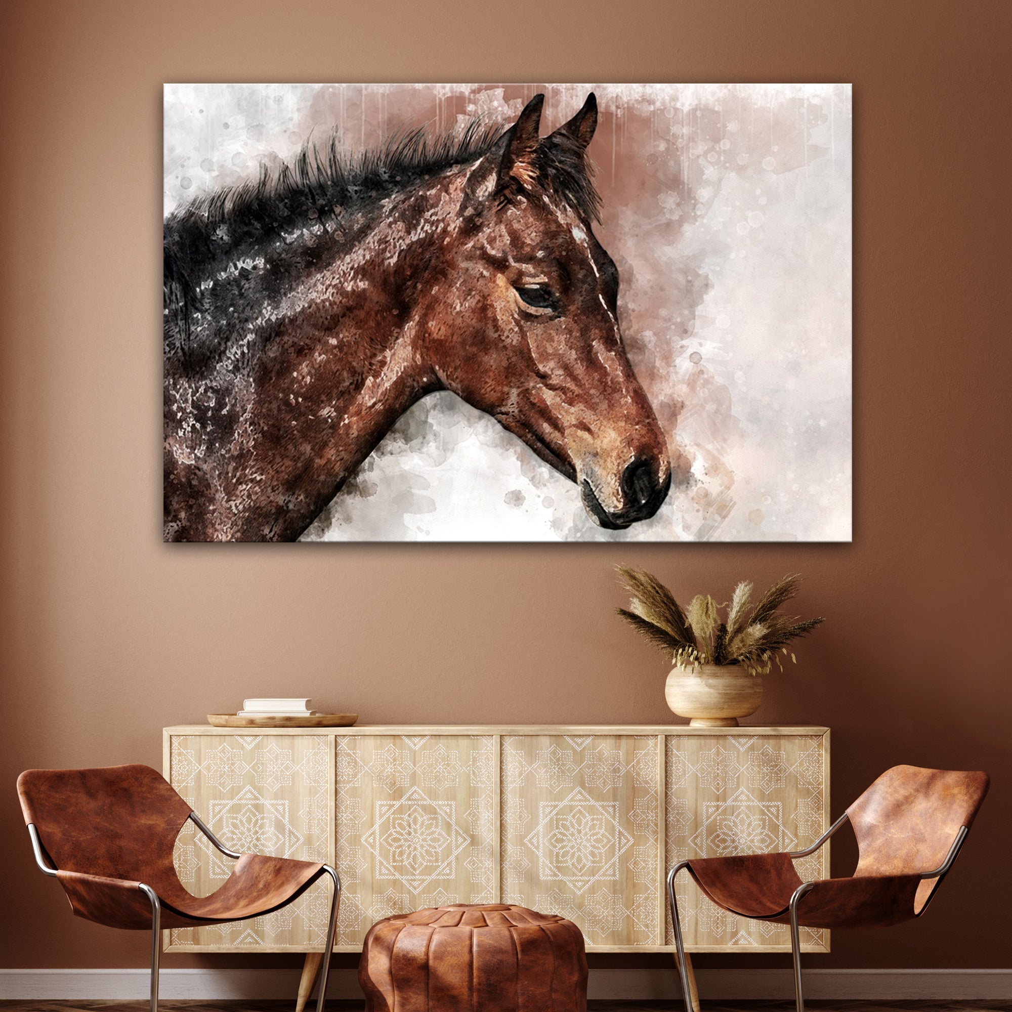 Horse Watercolor Canvas Wall Art - PhishStones Products