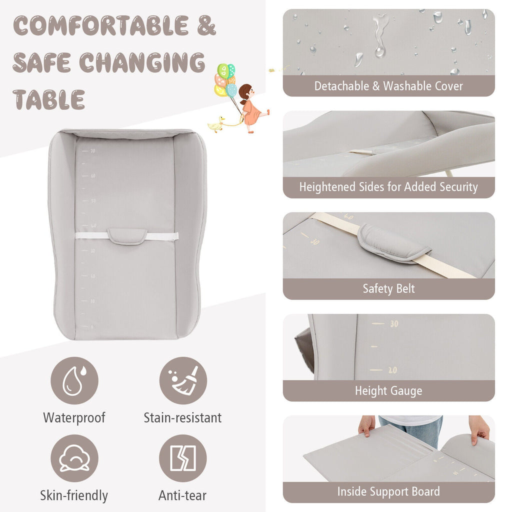 Baby Diaper Changing Table with Water Basin Wheel-Gray