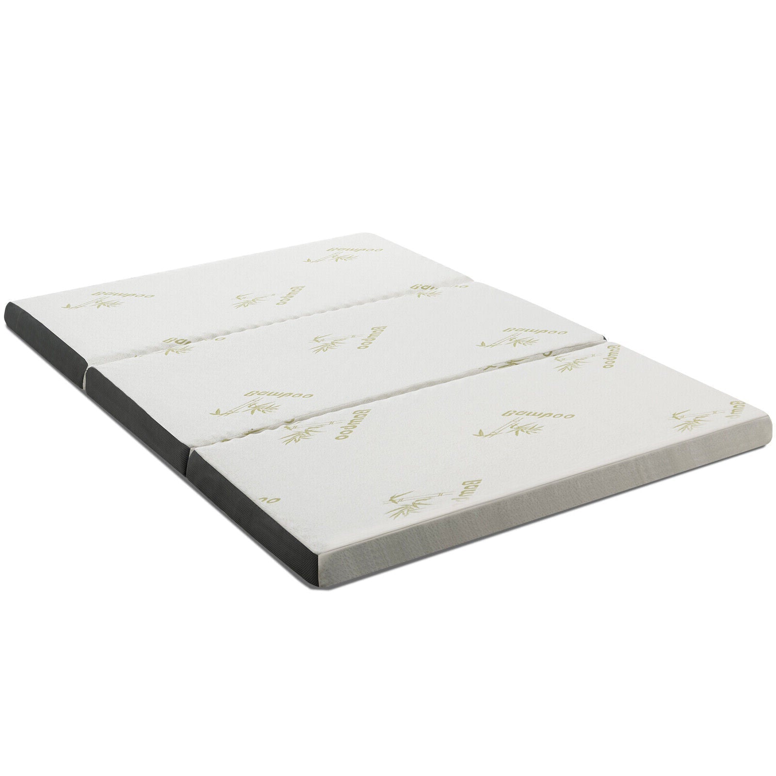 Portable Tri-fold Memory Foam Floor Mattress Topper Portable with Carrying Bag