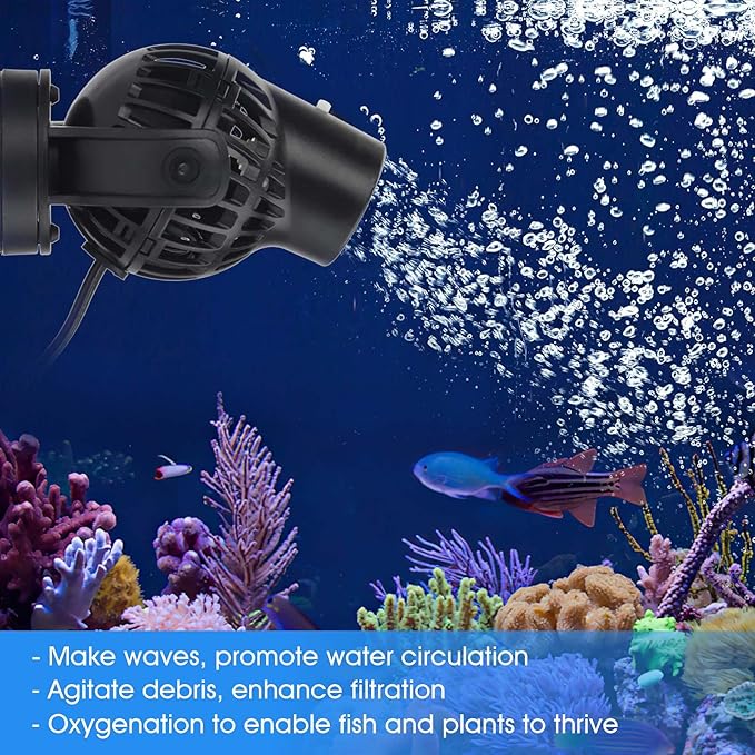 hygger Aquarium Wave Maker Circulation Pump, 1320 GPH Ultra - silence Fish Tank Powerhead with Strong Magnet Suction Base for Freshwater or Saltwater Fish Tank, 360° Rotating Submersible Water Pump - PhishStones Products