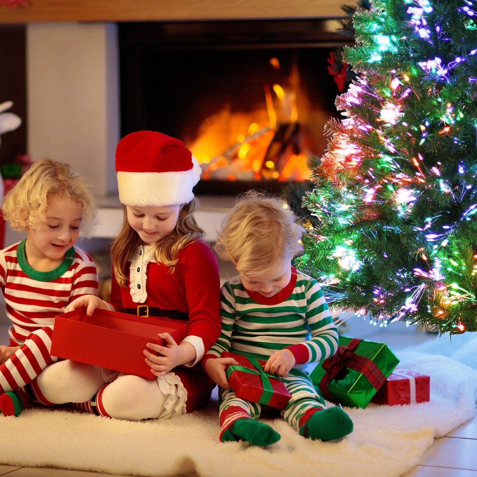 Pre-lit Multi-Colored Fiber Optic Spruce Artificial Christmas Tree