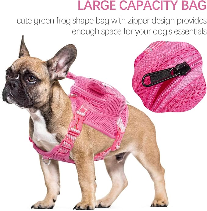 IDOMIK Dog Backpack Harness, No - Pull Dog Backpack with D - Ring for Small Medium Dogs, Cute Self Carrier Backpack for Dogs to Wear, Adjustable Dog Harness Backpack for Traveling Camping Hiking,Pig,S - PhishStones Products