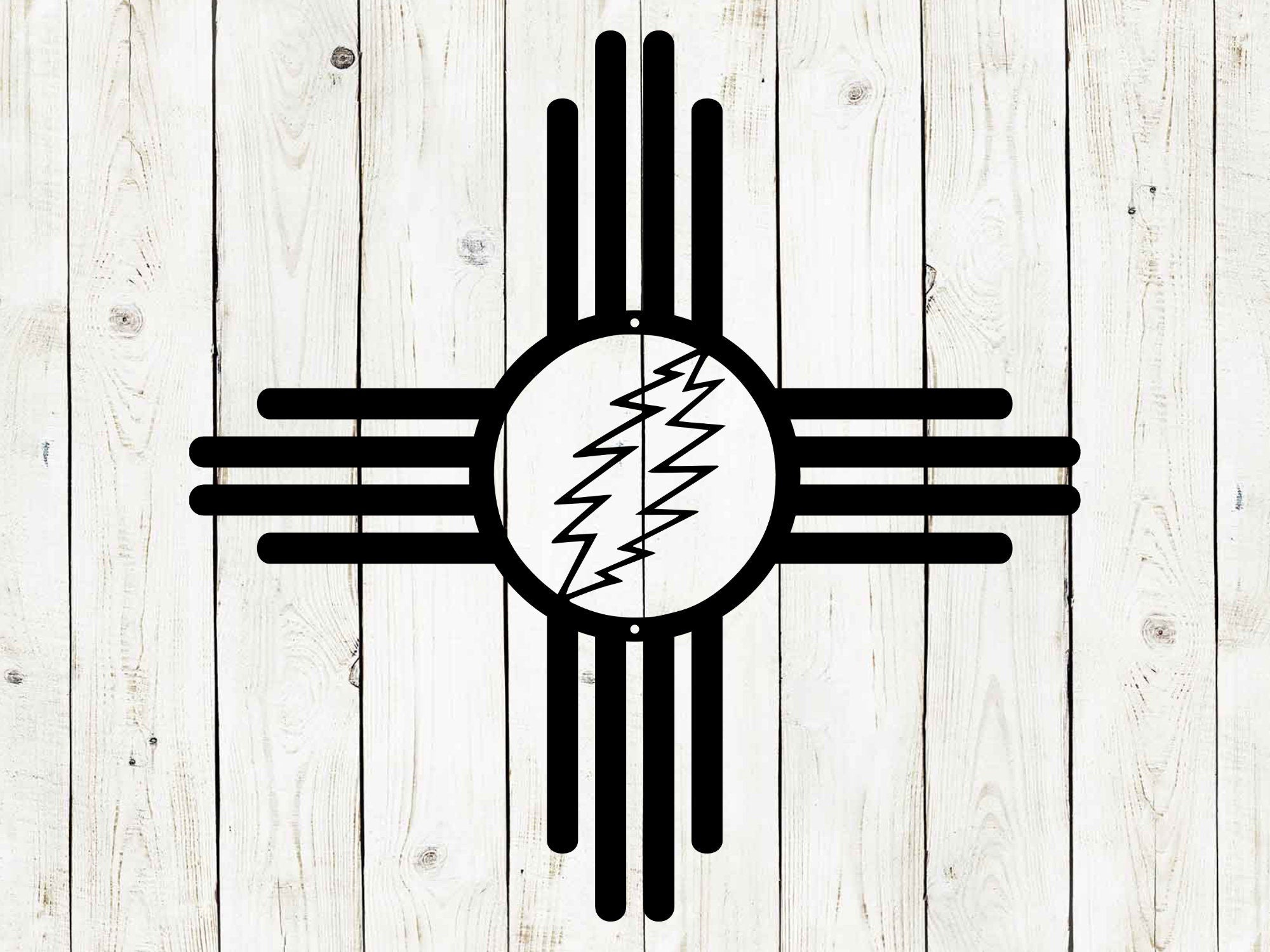 Zia Sun Lightning Metal Sign | Southwest Wall Decor