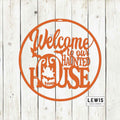 Welcome to Our Haunted House Metal Door Hanger | Halloween Decor