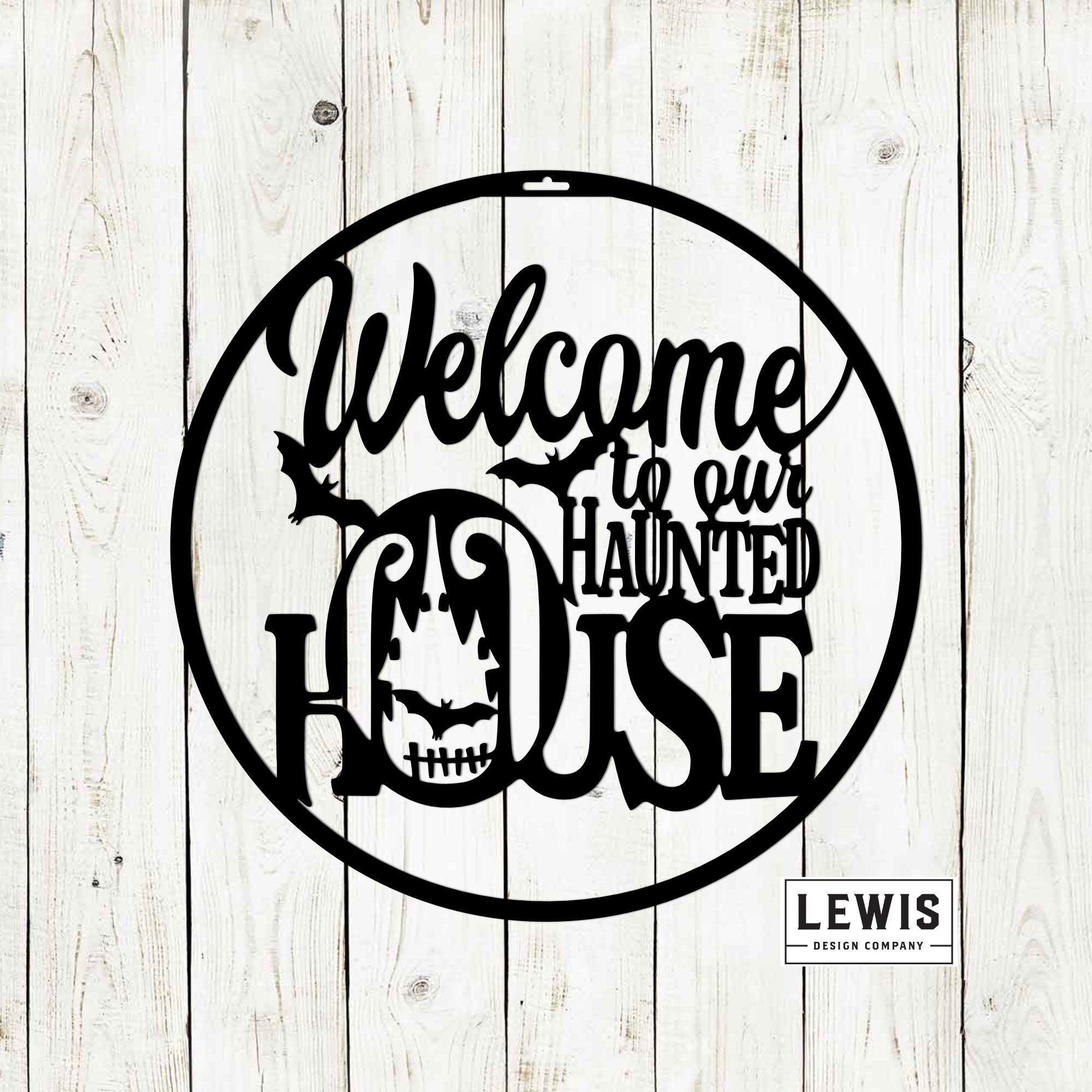 Welcome to Our Haunted House Metal Door Hanger | Halloween Decor