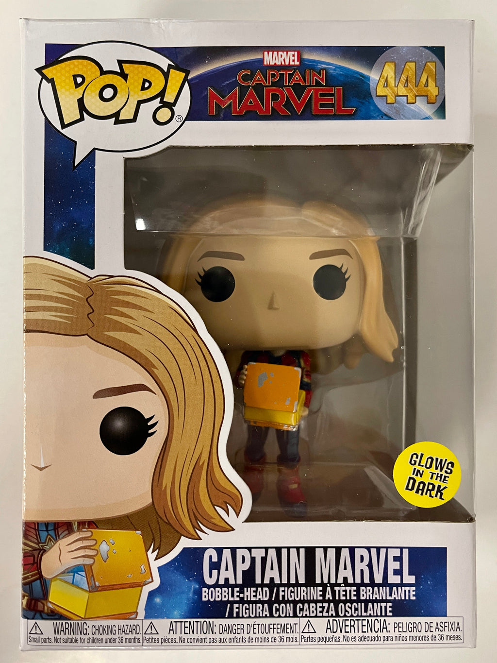 Funko Pop! Marvel Captain Marvel With Lunchbox #444 Glow In The Dark 2019 Box Dmg