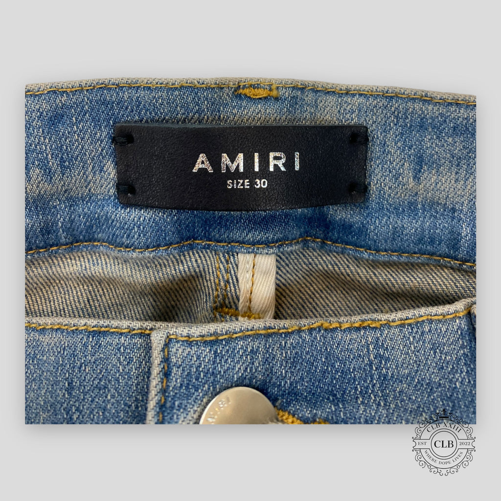 AMIRI MX2 PLAID JEANS - CLAY INDIGO/ORANGE